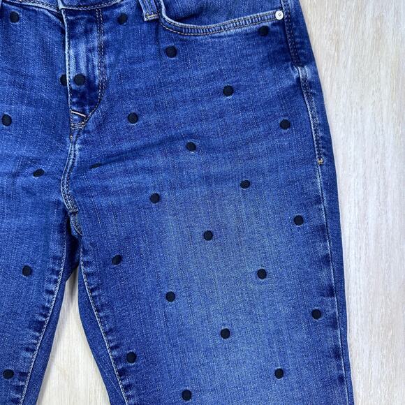 Mavi Jeans Ada Boyfriend Mid Rise Blue Embroidered Polka Dot Denim Jeans 26x29 - Picture 4 of 16